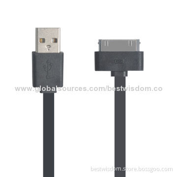 Flat Noodle USB Cable for iPhone 4S, 100cm Length with MFI License